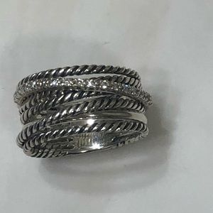 David Yurman sterling silver and diamond ring. 8.5